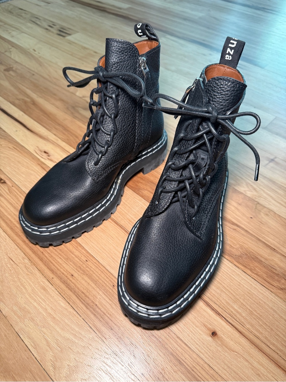 Proenza Schouler Lug Sole Leather Ankle Combat Boots - 37.5 IT